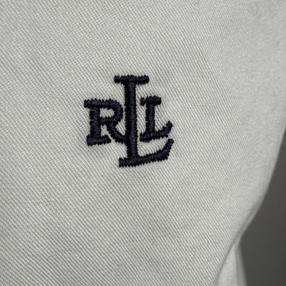 Ralph Lauren 100% Cotton White Button-Up with Navy collar and cuff trim accents - Picture 3 of 11